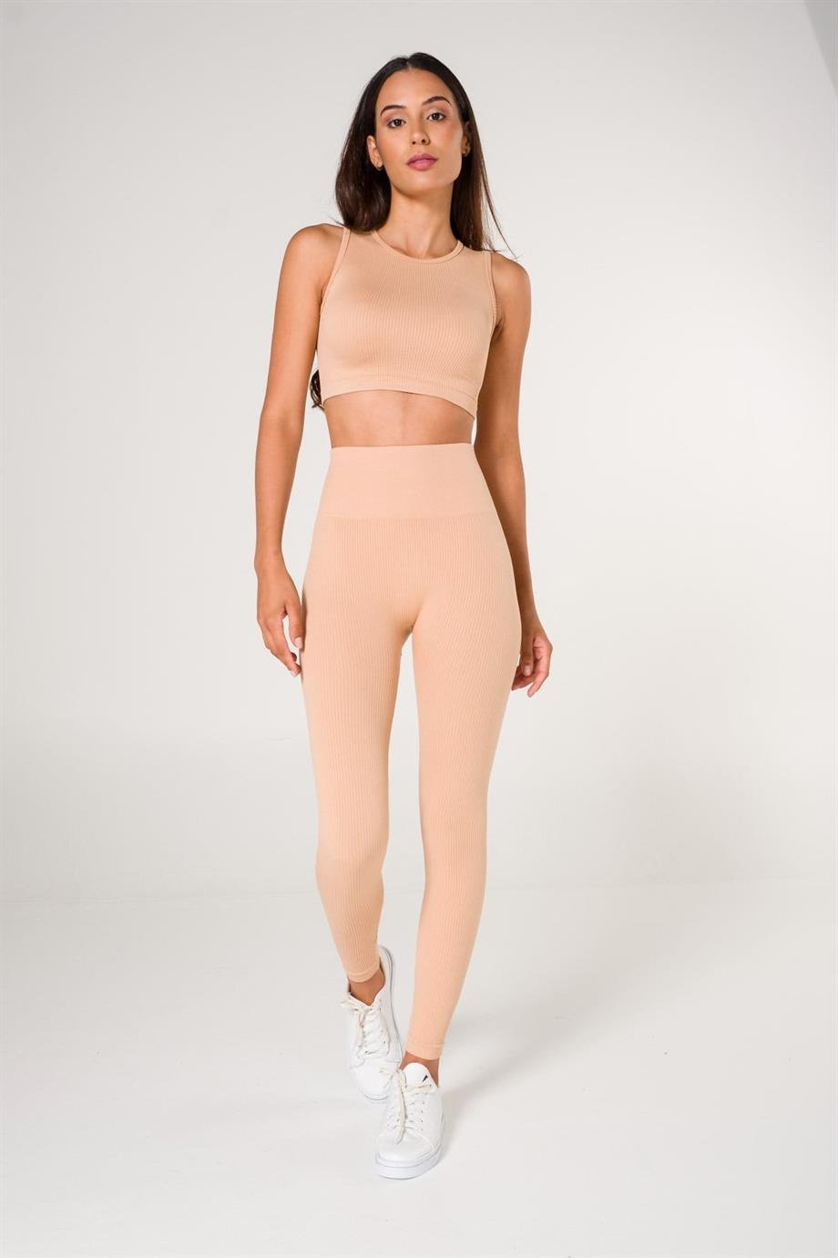 SS2 Beige Seamless Sports Set Leggings and Sports Top